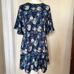 Floral Navy Bell Sleeve Dress